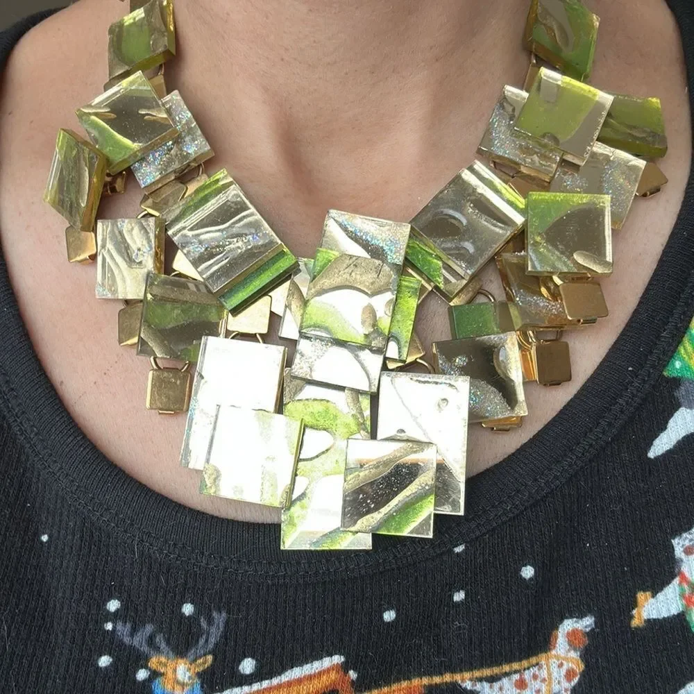 CRAZY GLITZY VINTAGE DECO STYLE  RUNWAY NECKLACE TOMBE DU CIEL NYC XLENT WOW! - Picture 3 of 3